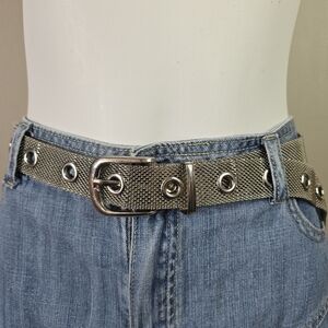 Vintage Silver Mesh Belt with Grommets